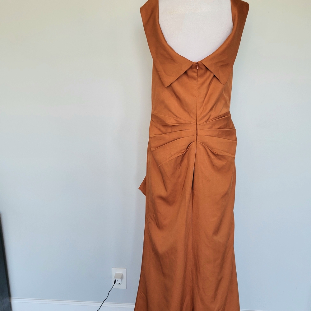 NWT Burnt Orange Ruffle Wedding Bridal Bridemaids Gala Formal Gown Dress Size 16 - Picture 9 of 16